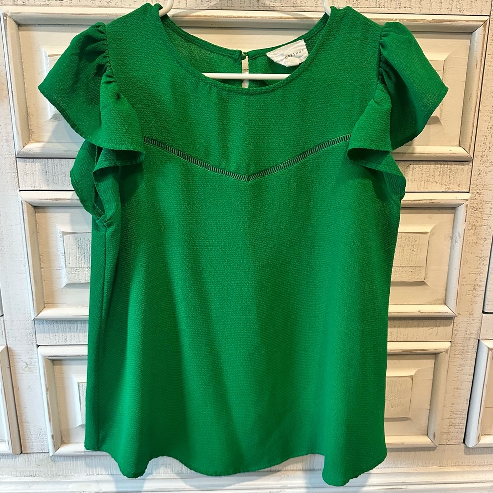 Small Workshop Vibrant Green Ruffle Blouse